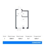 Планировка квартиры студии, 22,28 м2