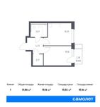 Планировка 1-комнатной квартиры, 31,86 м2