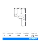 Планировка 3-комнатной квартиры, 78 м2