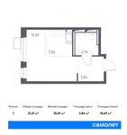 Планировка квартиры студии, 21,31 м2