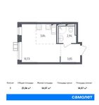 Планировка квартиры студии, 21,36 м2