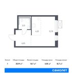 Планировка квартиры студии, 25,91 м2