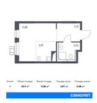 Планировка квартиры студии, 22,9 м2