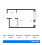 Планировка квартиры студии, 22,28 м2