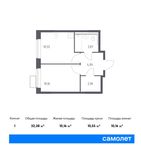 Планировка 1-комнатной квартиры, 32,38 м2