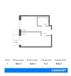 Планировка 1-комнатной квартиры, 35,4 м2