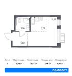 Планировка квартиры студии, 21,72 м2