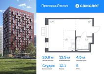 Планировка квартиры студии, 26,8 м2