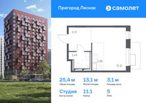 Планировка квартиры студии, 25,4 м2