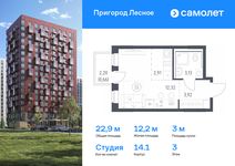 Планировка квартиры студии, 22,94 м2