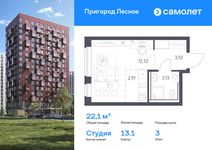 Планировка квартиры студии, 22,1 м2