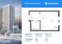Планировка квартиры студии, 22,57 м2