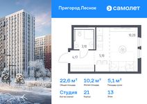 Планировка квартиры студии, 22,57 м2