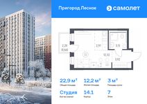 Планировка квартиры студии, 22,94 м2