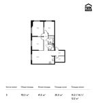 Планировка 3-комнатной квартиры, 92,3 м2