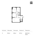 Планировка 3-комнатной квартиры, 92,1 м2