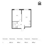 Планировка 1-комнатной квартиры, 44,3 м2