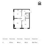 Планировка 2-комнатной квартиры, 57 м2
