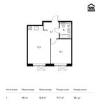 Планировка 1-комнатной квартиры, 40 м2