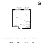 Планировка 1-комнатной квартиры, 36,4 м2