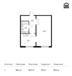 Планировка 1-комнатной квартиры, 46,6 м2