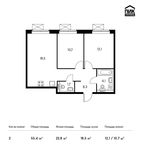 Планировка 2-комнатной квартиры, 55,4 м2