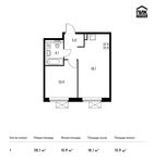 Планировка 1-комнатной квартиры, 38,1 м2