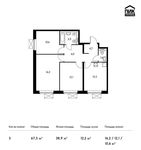 Планировка 3-комнатной квартиры, 67,3 м2