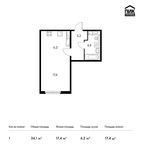 Планировка 1-комнатной квартиры, 34,1 м2
