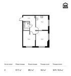 Планировка 2-комнатной квартиры, 57,7 м2