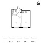 Планировка 1-комнатной квартиры, 44,4 м2
