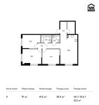 Планировка 3-комнатной квартиры, 91 м2