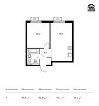 Планировка 1-комнатной квартиры, 41,8 м2