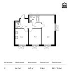 Планировка 2-комнатной квартиры, 64,2 м2