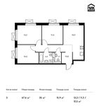 Планировка 3-комнатной квартиры, 67,6 м2