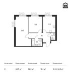 Планировка 2-комнатной квартиры, 63,7 м2