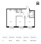 Планировка 2-комнатной квартиры, 62,1 м2