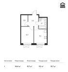 Планировка 1-комнатной квартиры, 34,4 м2