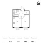 Планировка 1-комнатной квартиры, 33,8 м2