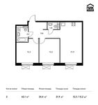 Планировка 2-комнатной квартиры, 62,1 м2