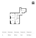 Планировка 2-комнатной квартиры, 73,9 м2