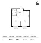 Планировка 1-комнатной квартиры, 40,3 м2