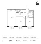 Планировка 2-комнатной квартиры, 61,6 м2