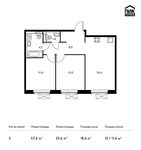 Планировка 2-комнатной квартиры, 57,6 м2