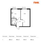 Планировка 1-комнатной квартиры, 42,6 м2
