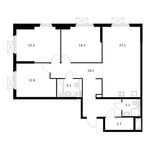 Планировка 3-комнатной квартиры, 98,2 м2