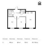 Планировка 2-комнатной квартиры, 59,6 м2