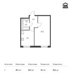 Планировка 1-комнатной квартиры, 40,1 м2