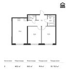 Планировка 2-комнатной квартиры, 60,2 м2