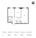Планировка 2-комнатной квартиры, 58,4 м2